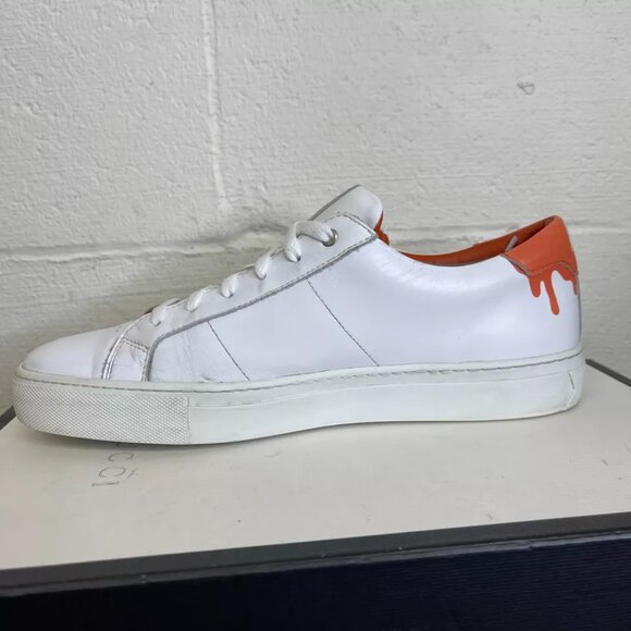 Greats Brooklyn Fuku Low White Orange Leather Sneakers Lace up Men's Size 10 US - Picture 5 of 12
